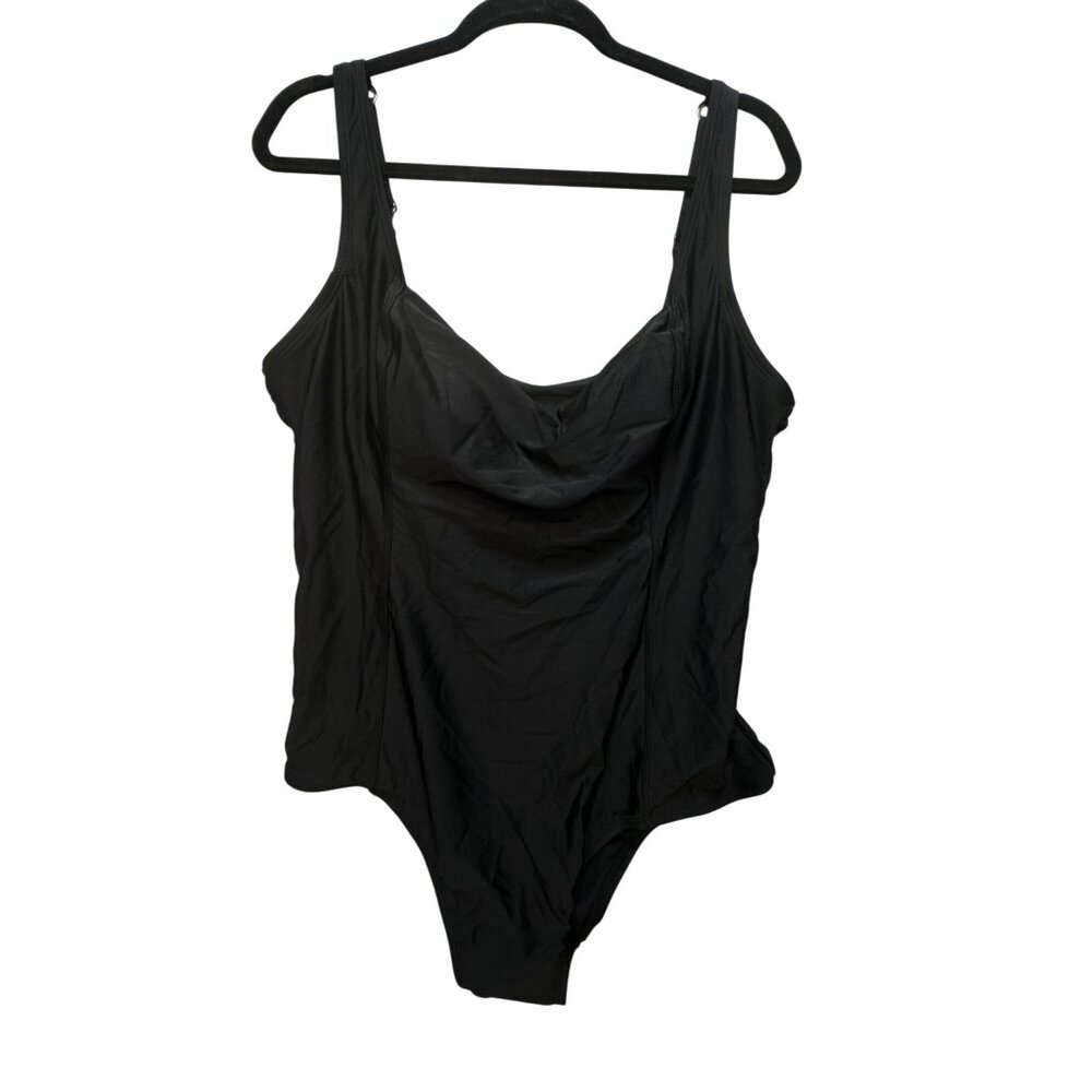 Tidal Bay Contemporary Womens One-Piece Swimsuit Sze 1X Black Swimwear Beach NWT